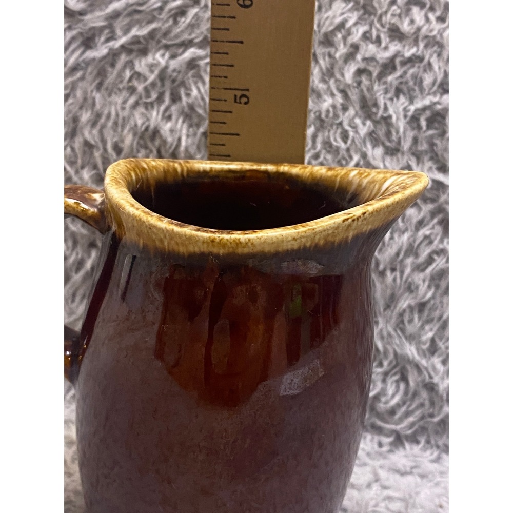 Vintage Hull Creamer Pitcher Oven Proof Brown Drip Glaze Syrup 4.5" - Picture 5 of 8